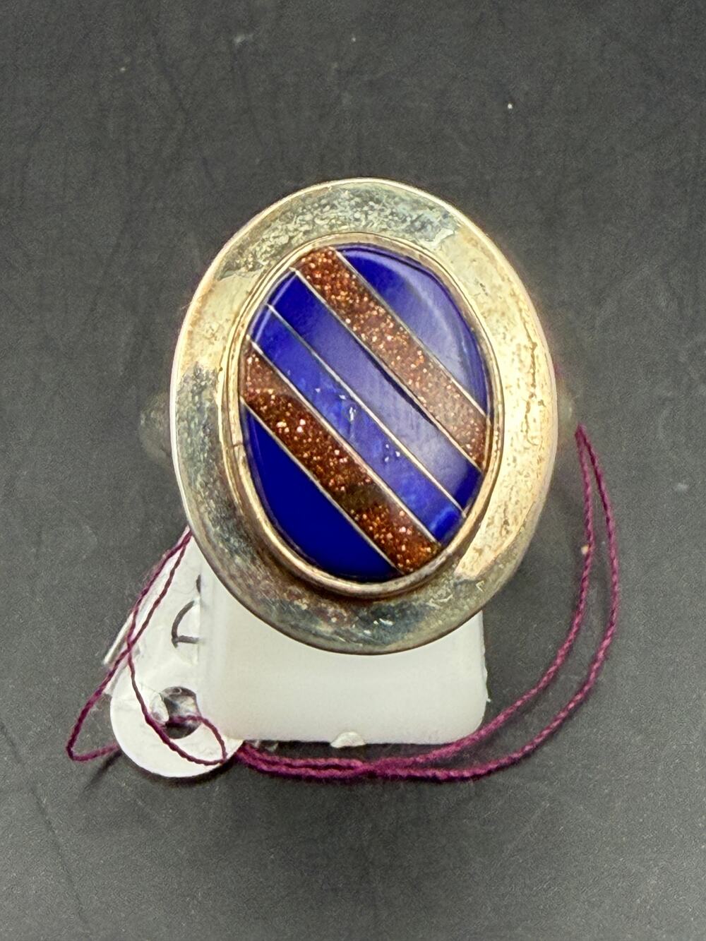 Vintage "New" Sterling Silver Mexico Stone Inlay Ring Size 9